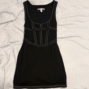 Ramona corset knit black mini dress